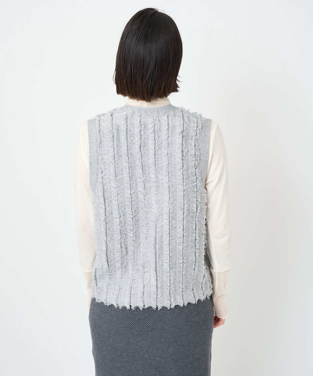 PHSAD36250 GEORGES RECH(小さいサイズ)(メゾン ドゥ サンク) ラメジャガードシャギーニットベスト ライトグレー
