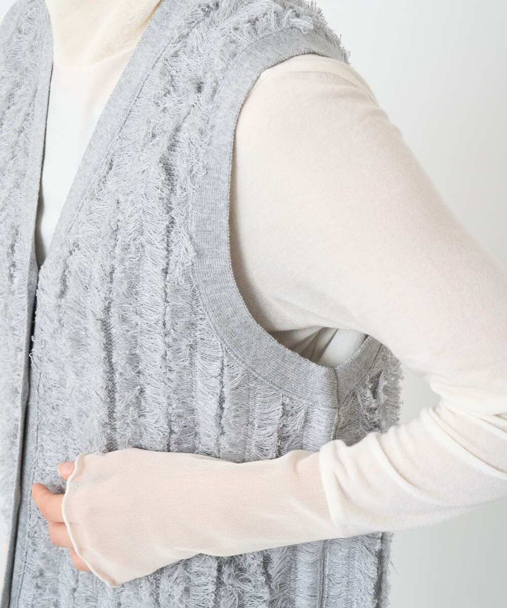 PHSAD36250 GEORGES RECH(小さいサイズ)(メゾン ドゥ サンク) ラメジャガードシャギーニットベスト ライトグレー