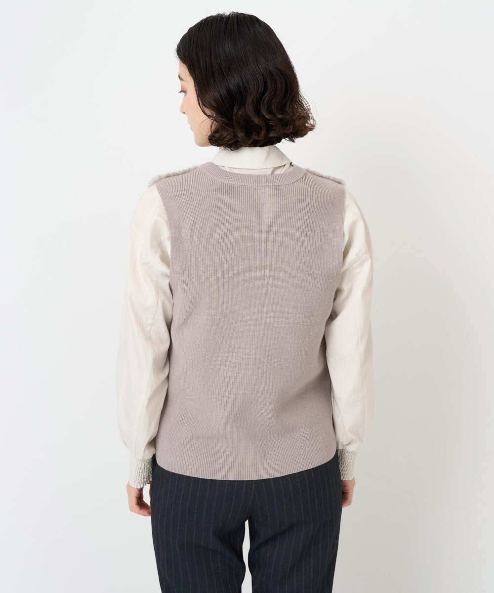 PHSAE55290 GEORGES RECH(小さいサイズ)(メゾン ドゥ サンク) フェイクファーニットベスト ベージュ