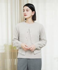 PHSCD51250 GEORGES RECH(小さいサイズ)(メゾン ドゥ サンク) メタリックシャギーショートカーディガン ベージュ