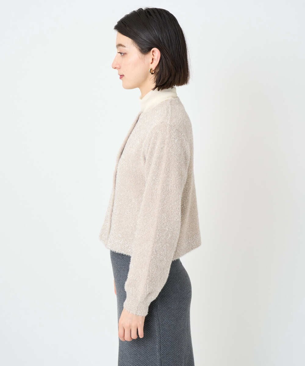 PHSCD51250 GEORGES RECH(小さいサイズ)(メゾン ドゥ サンク) メタリックシャギーショートカーディガン ベージュ