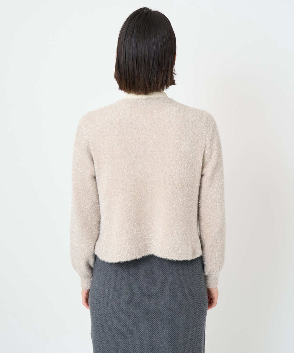 PHSCD51250 GEORGES RECH(小さいサイズ)(メゾン ドゥ サンク) メタリックシャギーショートカーディガン ベージュ