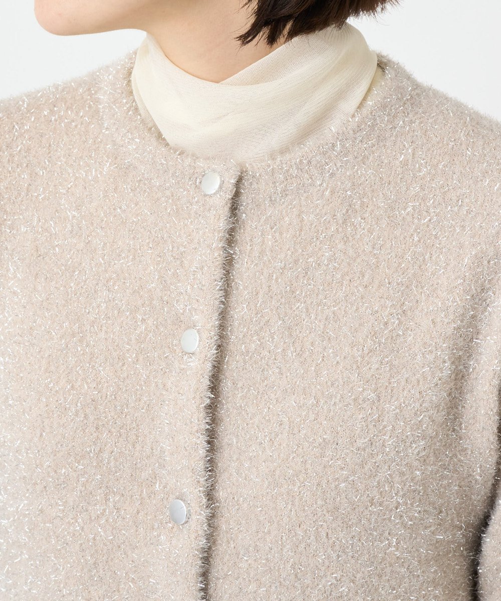 PHSCD51250 GEORGES RECH(小さいサイズ)(メゾン ドゥ サンク) メタリックシャギーショートカーディガン ベージュ