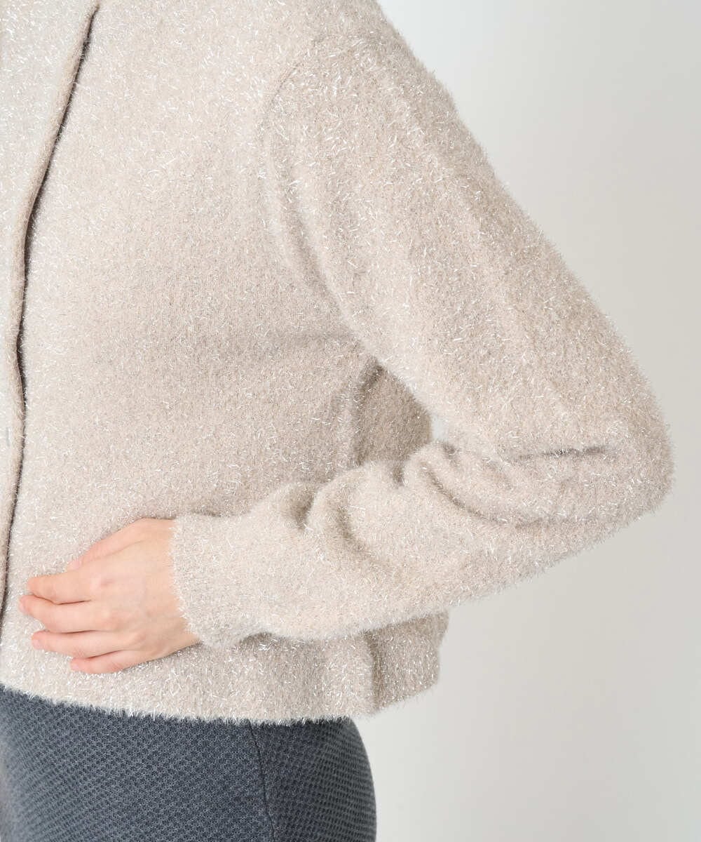 PHSCD51250 GEORGES RECH(小さいサイズ)(メゾン ドゥ サンク) メタリックシャギーショートカーディガン ベージュ