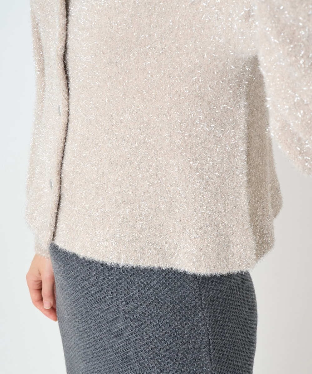 PHSCD51250 GEORGES RECH(小さいサイズ)(メゾン ドゥ サンク) メタリックシャギーショートカーディガン ベージュ