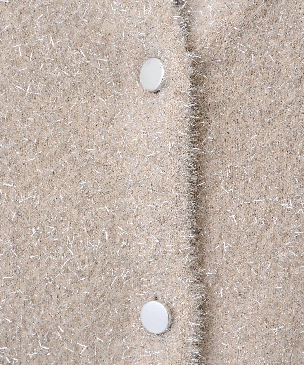 PHSCD51250 GEORGES RECH(小さいサイズ)(メゾン ドゥ サンク) メタリックシャギーショートカーディガン ベージュ