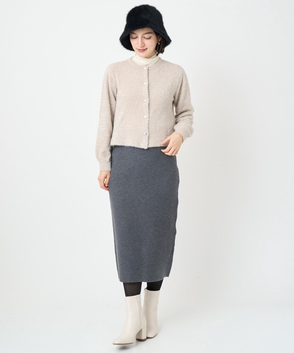 PHSCD51250 GEORGES RECH(小さいサイズ)(メゾン ドゥ サンク) メタリックシャギーショートカーディガン ベージュ