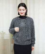 PHSCD51250 GEORGES RECH(小さいサイズ)(メゾン ドゥ サンク) メタリックシャギーショートカーディガン ベージュ