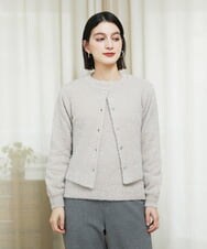 PHSCD51250 GEORGES RECH(小さいサイズ)(メゾン ドゥ サンク) メタリックシャギーショートカーディガン ベージュ