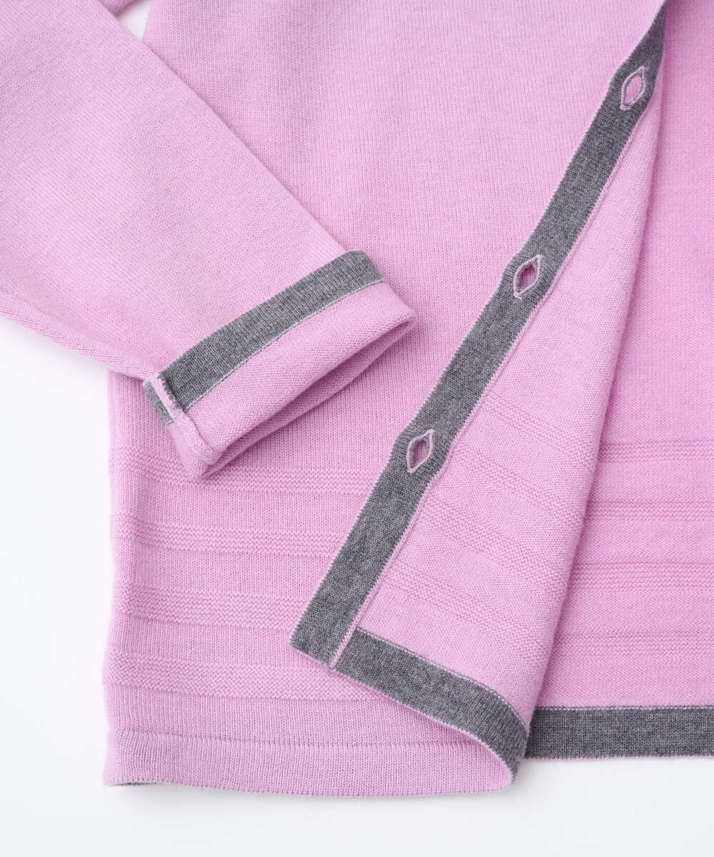 PHSCD57230 GEORGES RECH(小さいサイズ)(メゾン ドゥ サンク) [アンサンブル対応]メリノウールカラーカーディガン ブルー