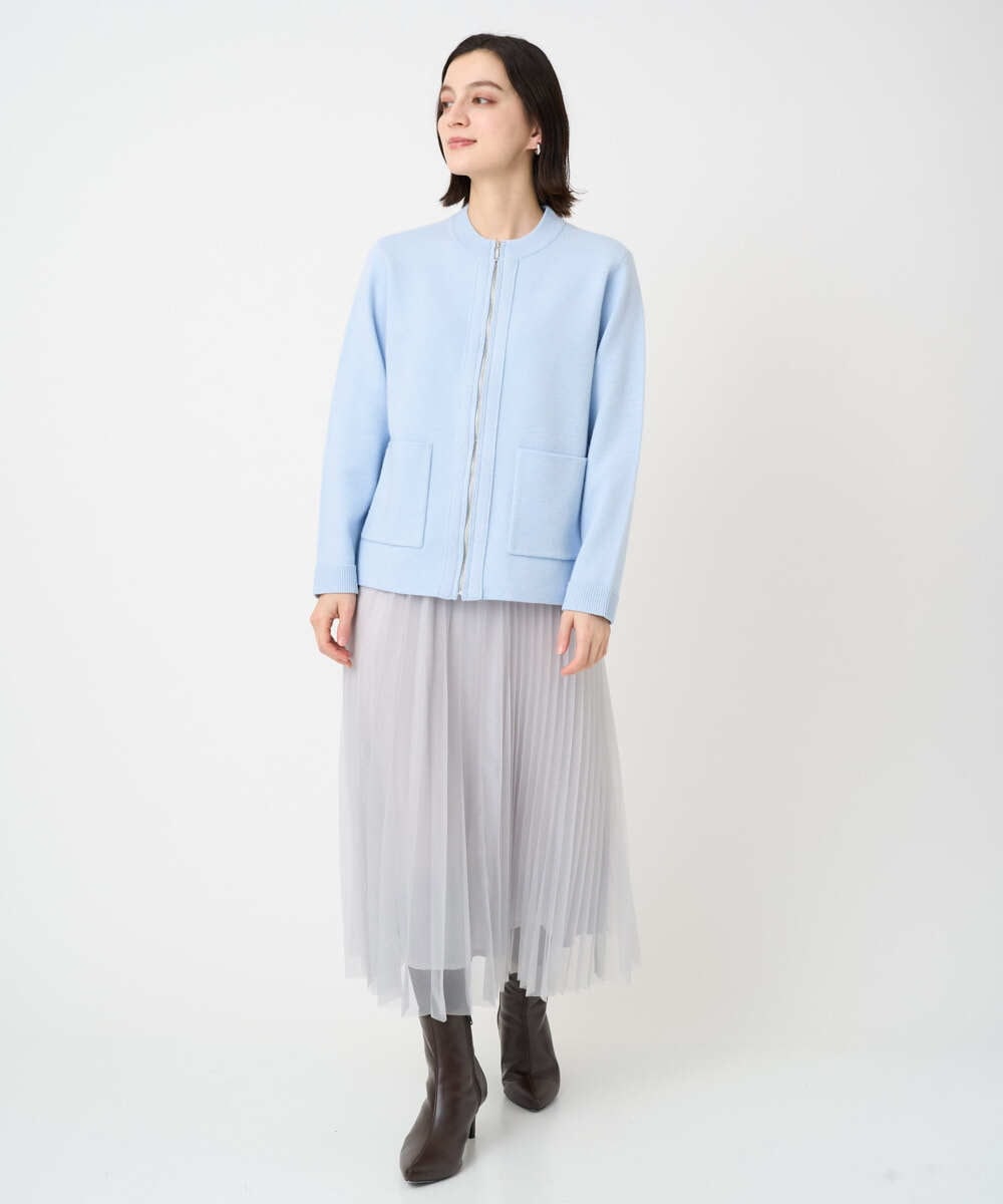 PHSCE70190 GEORGES RECH(小さいサイズ)(メゾン ドゥ サンク) [アンサンブル対応] ミラノリブジップアップニットカーディガン グレー