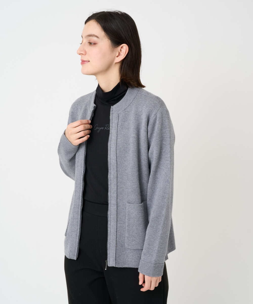 PHSCE70190 GEORGES RECH(小さいサイズ)(メゾン ドゥ サンク) [アンサンブル対応] ミラノリブジップアップニットカーディガン グレー