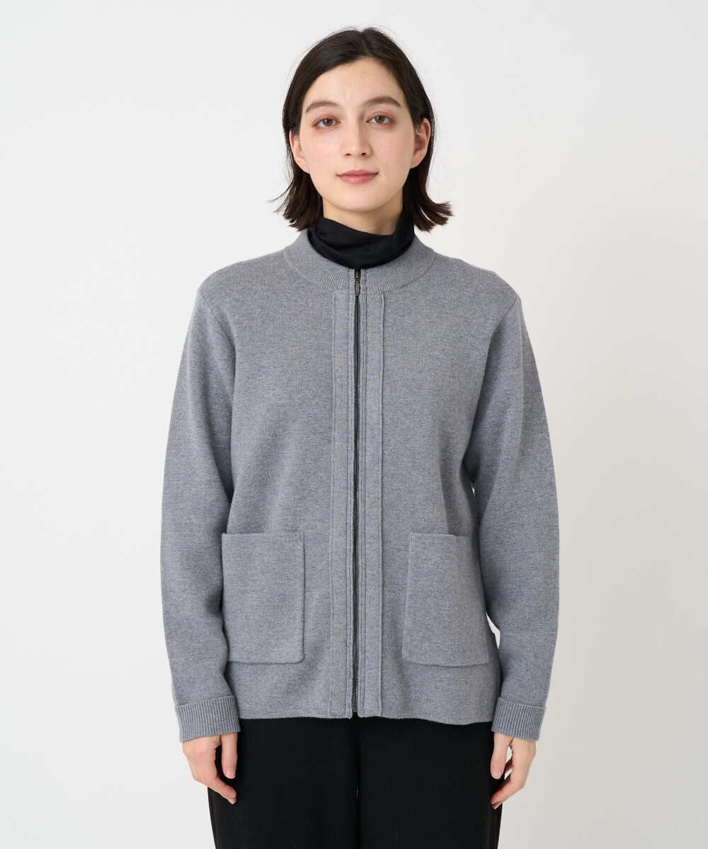 PHSCE70190 GEORGES RECH(小さいサイズ)(メゾン ドゥ サンク) [アンサンブル対応] ミラノリブジップアップニットカーディガン グレー
