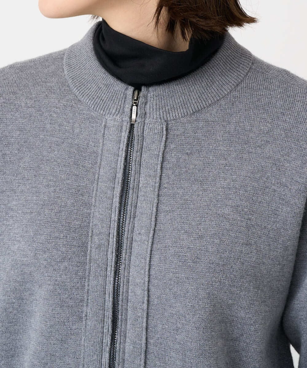 PHSCE70190 GEORGES RECH(小さいサイズ)(メゾン ドゥ サンク) [アンサンブル対応] ミラノリブジップアップニットカーディガン グレー