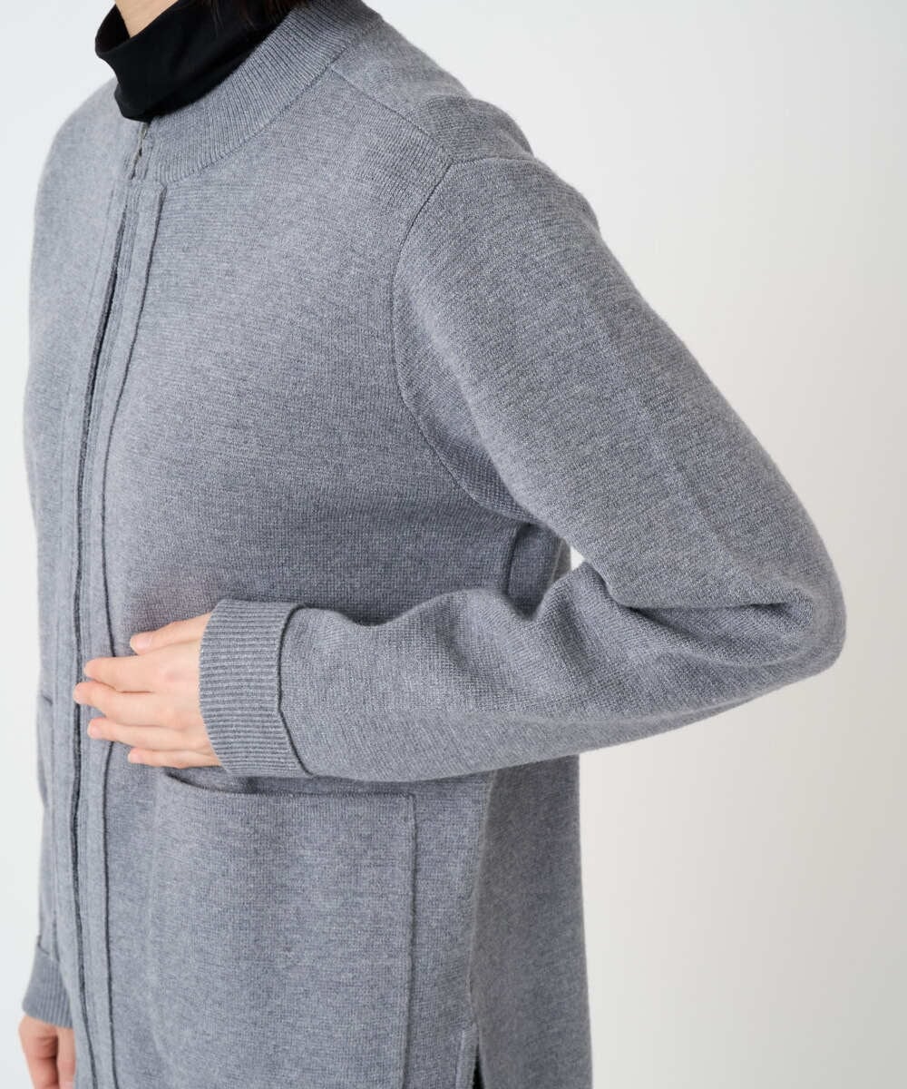 PHSCE70190 GEORGES RECH(小さいサイズ)(メゾン ドゥ サンク) [アンサンブル対応] ミラノリブジップアップニットカーディガン グレー