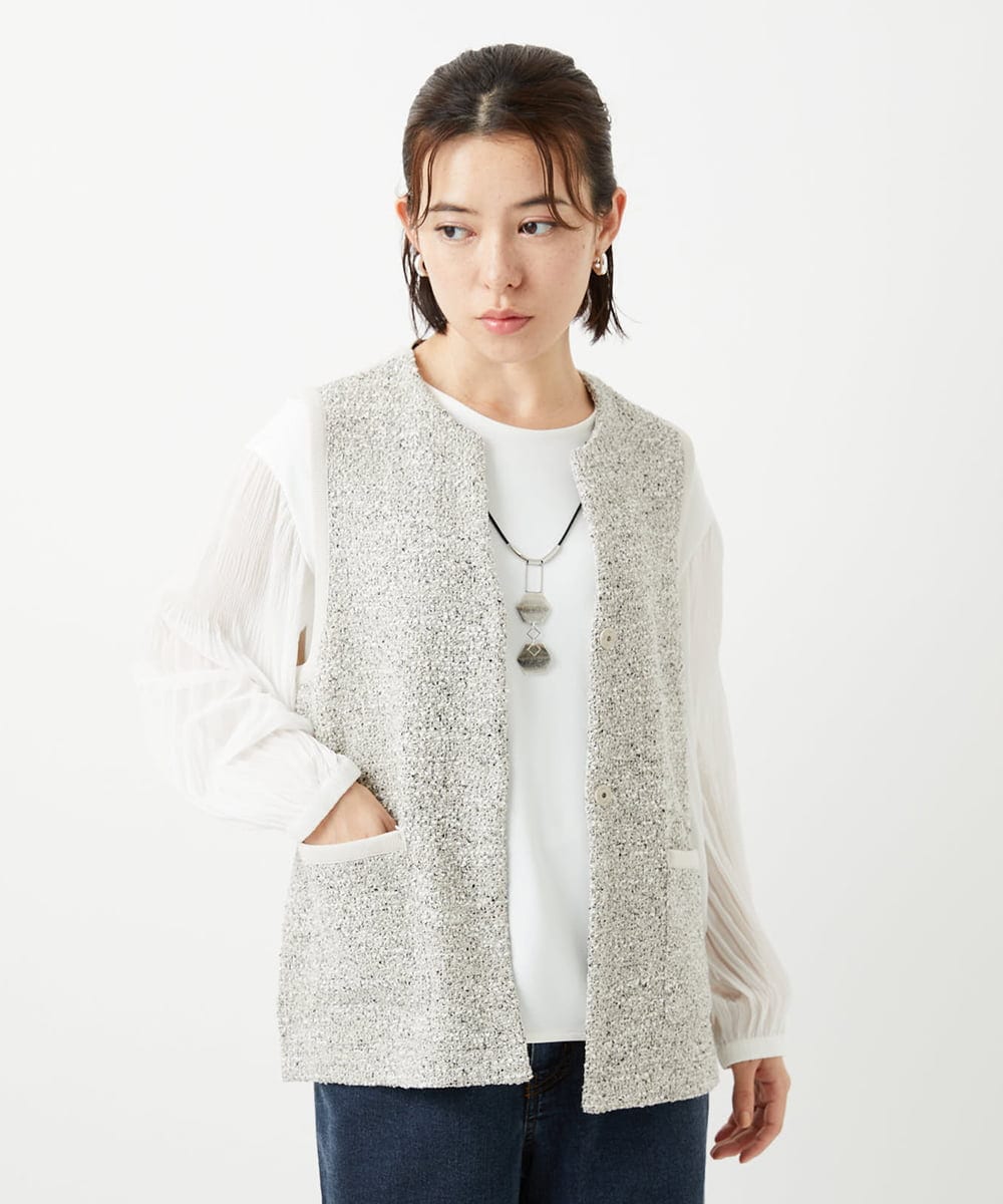 PHSEE16290 GEORGES RECH(小さいサイズ)(メゾン ドゥ サンク) ファンシーツイードベスト ベージュ