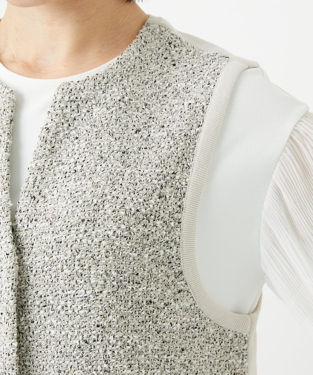 PHSEE16290 GEORGES RECH(小さいサイズ)(メゾン ドゥ サンク) ファンシーツイードAラインジレ ベージュ