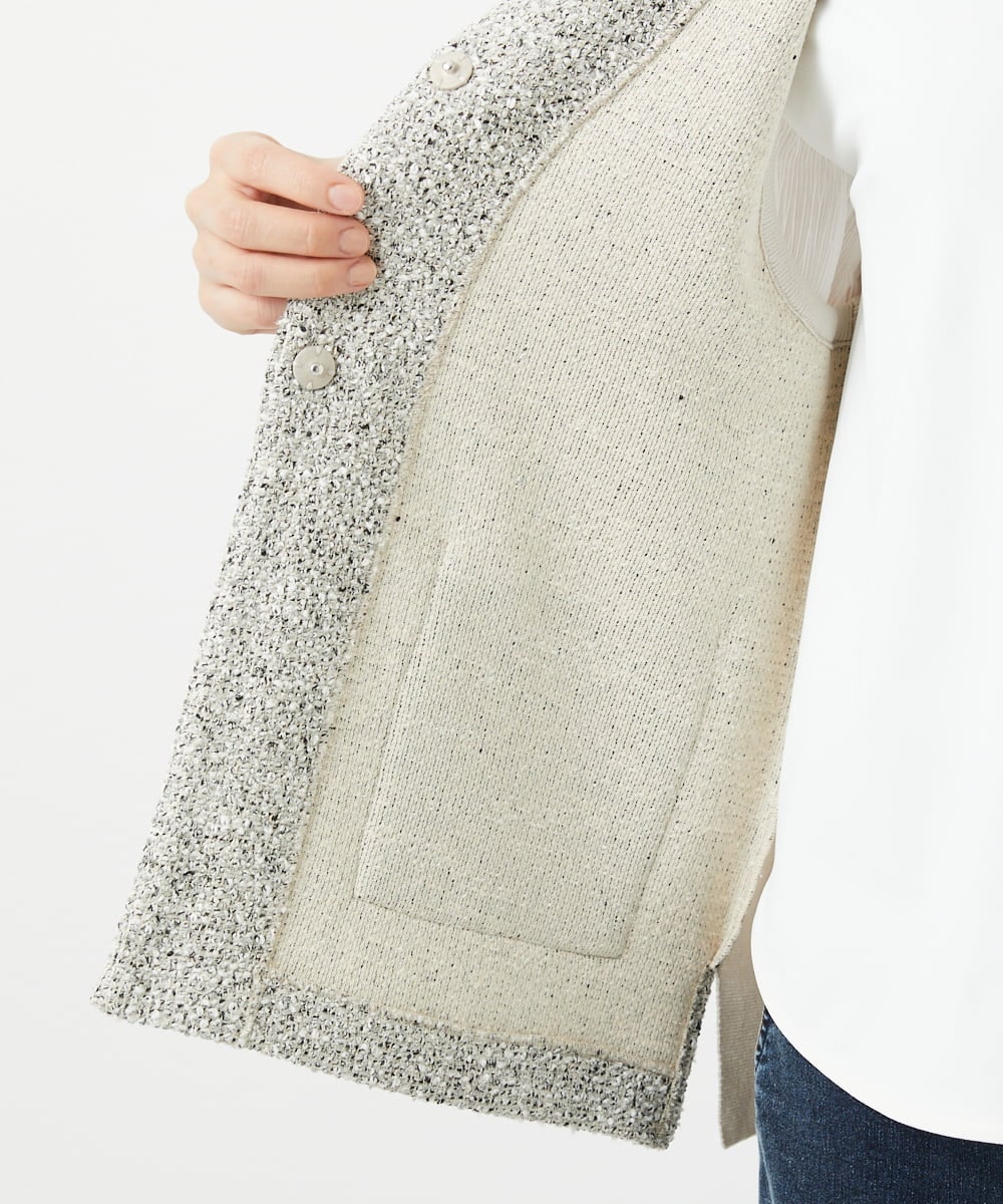 PHSEE16290 GEORGES RECH(小さいサイズ)(メゾン ドゥ サンク) ファンシーツイードAラインジレ ベージュ