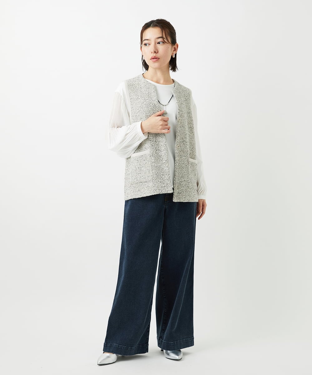 PHSEE16290 GEORGES RECH(小さいサイズ)(メゾン ドゥ サンク) ファンシーツイードAラインジレ ベージュ