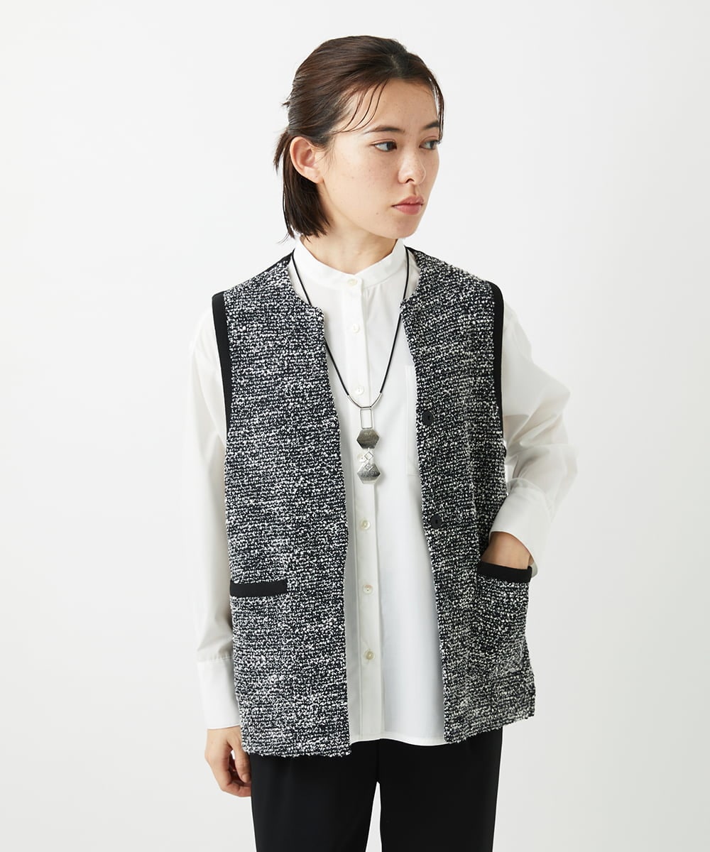 PHSEE16290 GEORGES RECH(小さいサイズ)(メゾン ドゥ サンク) ファンシーツイードAラインジレ ベージュ