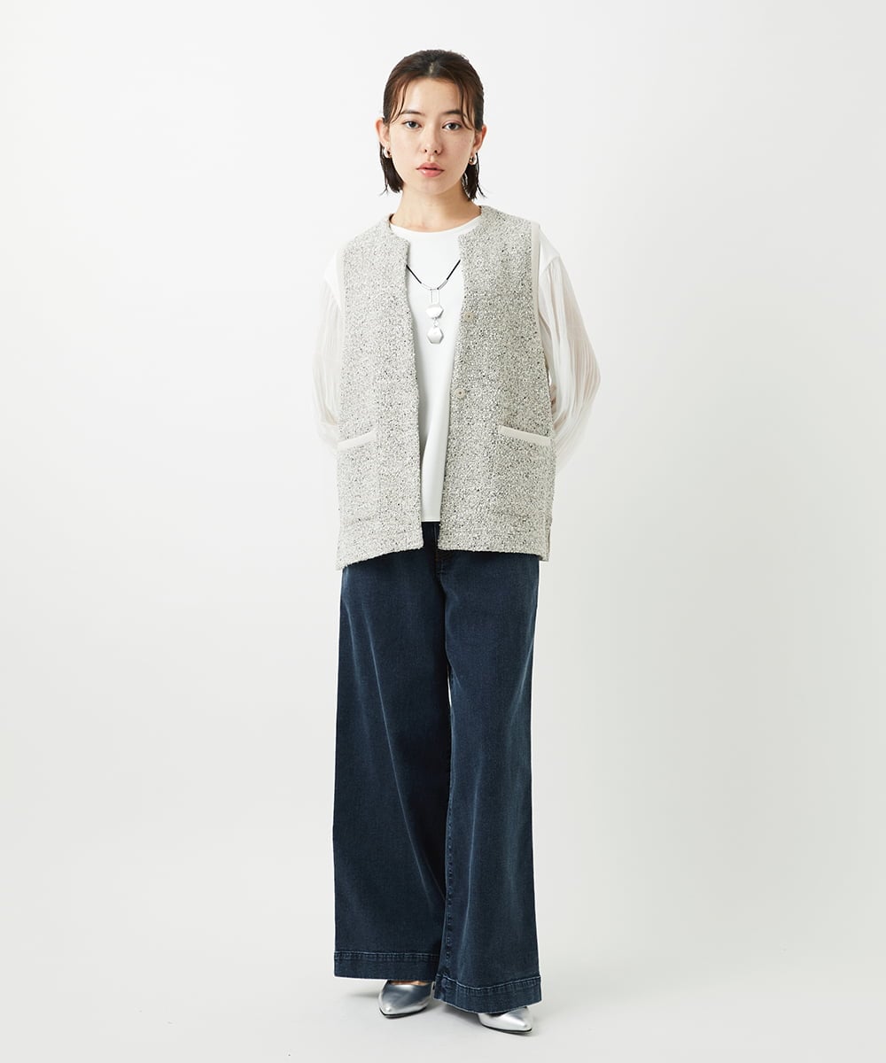 PHSEE16290 GEORGES RECH(小さいサイズ)(メゾン ドゥ サンク) ファンシーツイードAラインジレ ベージュ