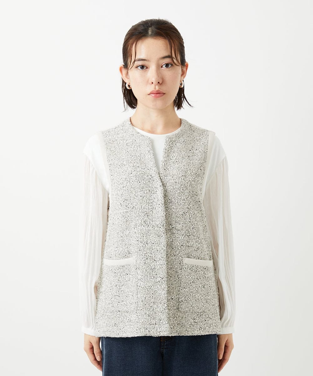 PHSEE16290 GEORGES RECH(小さいサイズ)(メゾン ドゥ サンク) ファンシーツイードベスト ベージュ