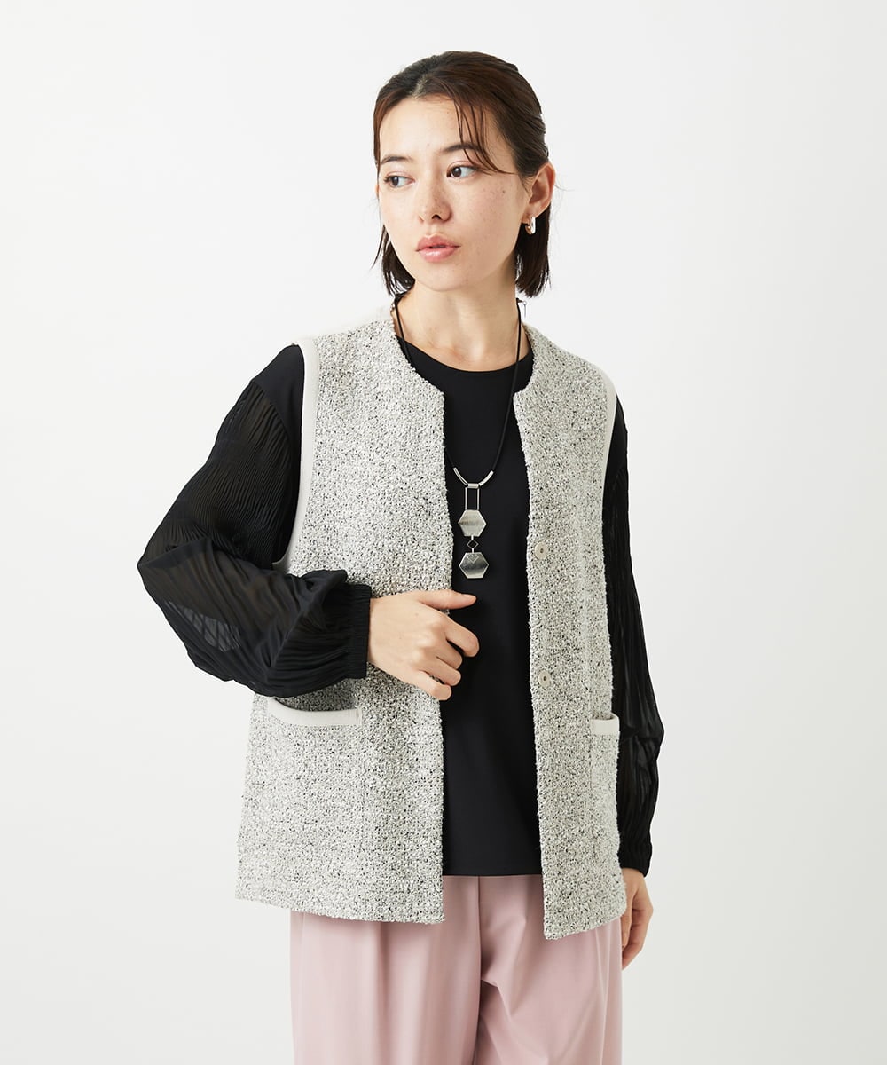 PHSEE16290 GEORGES RECH(小さいサイズ)(メゾン ドゥ サンク) ファンシーツイードAラインジレ ベージュ