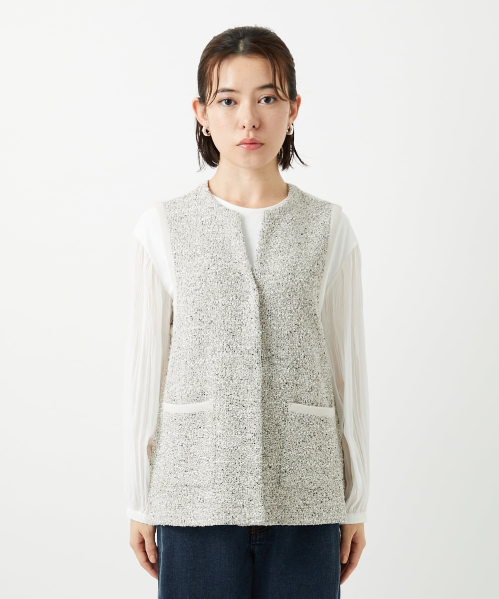 PHSEE16290 GEORGES RECH(小さいサイズ)(メゾン ドゥ サンク) ファンシーツイードAラインジレ ベージュ