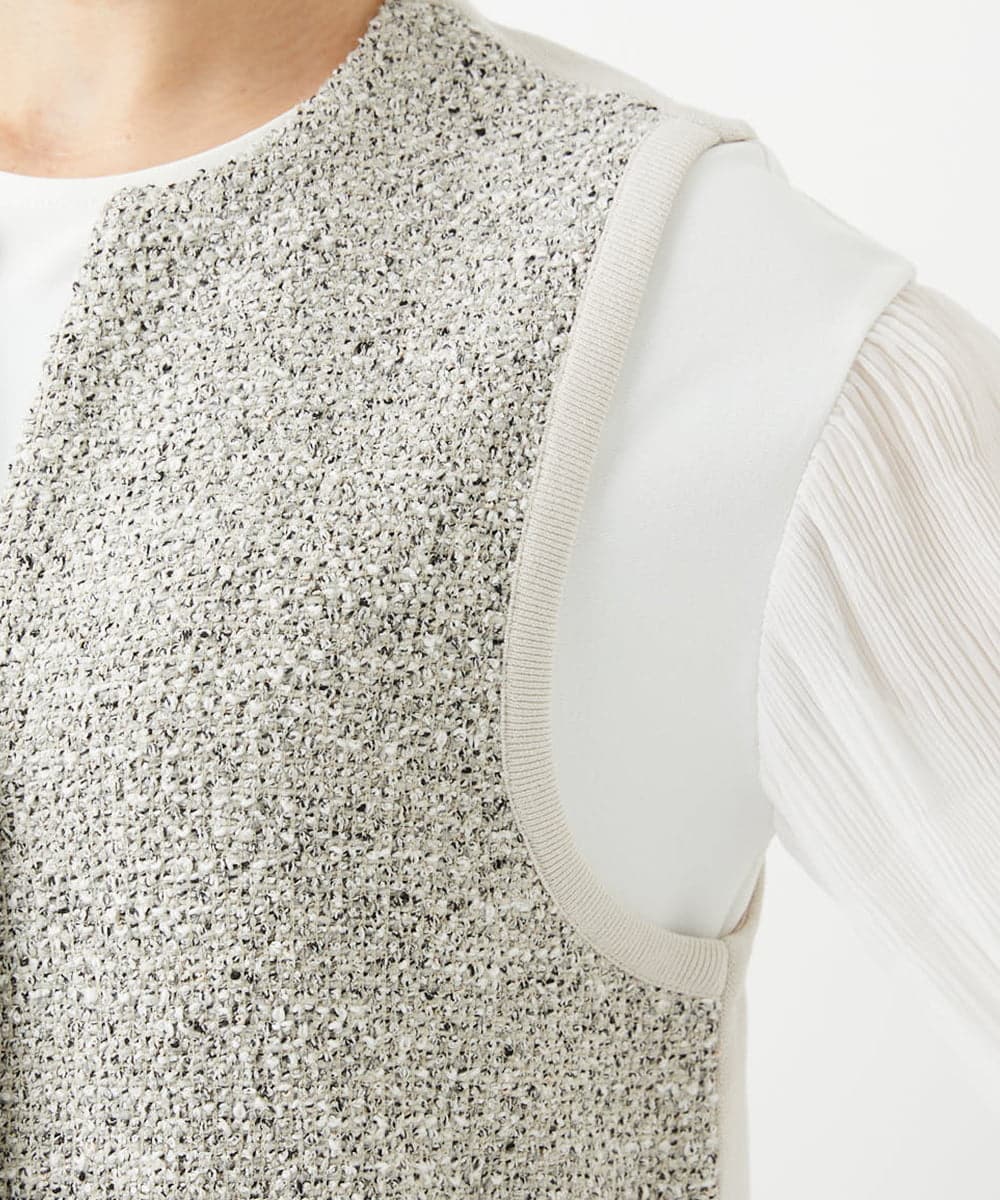 PHSEE16290 GEORGES RECH(小さいサイズ)(メゾン ドゥ サンク) ファンシーツイードベスト ベージュ