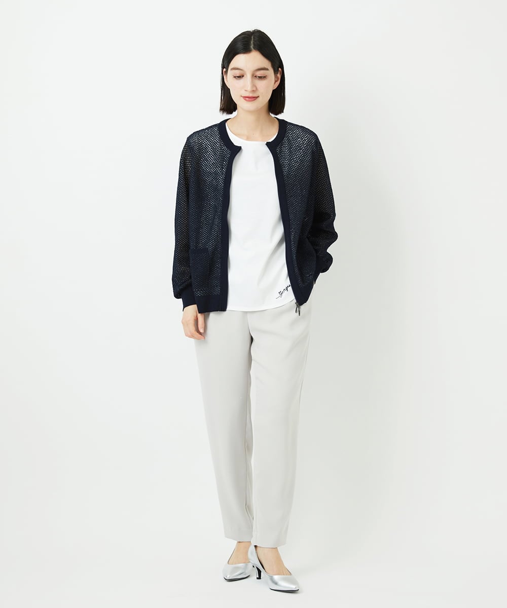 PHSEE28290 GEORGES RECH(小さいサイズ)(メゾン ドゥ サンク) ブークレメッシュニットブルゾン ネイビー