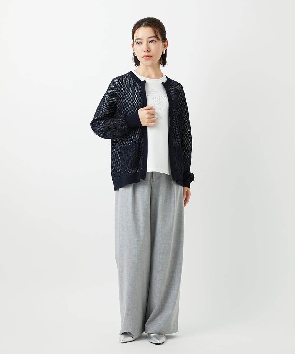 PHSEE28290 GEORGES RECH(小さいサイズ)(メゾン ドゥ サンク) ブークレメッシュニットブルゾン ネイビー