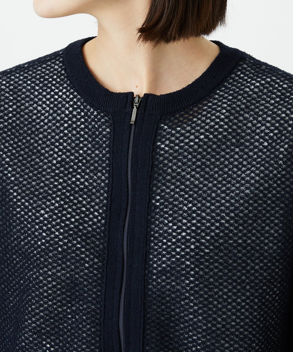 PHSEE28290 GEORGES RECH(小さいサイズ)(メゾン ドゥ サンク) ブークレメッシュニットブルゾン ネイビー