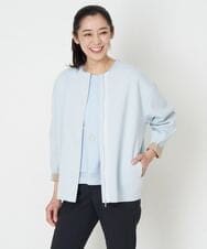 PHSET16360 GEORGES RECH(小さいサイズ)(メゾン ドゥ サンク) リバー配色ニットカーディガン サックスブルー×ベージュ