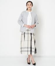 PHSET16360 GEORGES RECH(小さいサイズ)(メゾン ドゥ サンク) リバー配色ニットカーディガン トップグレー×ホワイト