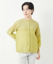 PHSGA05330 GEORGES RECH(小さいサイズ)(メゾン ドゥ サンク) ソフトローン透かし編カーディガン イエロー