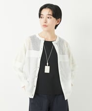 PHSGA05330 GEORGES RECH(小さいサイズ)(メゾン ドゥ サンク) ソフトローン透かし編カーディガン ホワイト