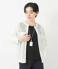 PHSGA05330 GEORGES RECH(小さいサイズ)(メゾン ドゥ サンク) ソフトローン透かし編カーディガン ホワイト