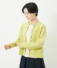PHSGB42250 GEORGES RECH(小さいサイズ)(メゾン ドゥ サンク)  [アンサンブル対応]ガーター編クルーネックカーディガン イエロー