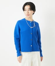 PHSGB42250 GEORGES RECH(小さいサイズ)(メゾン ドゥ サンク)  [アンサンブル対応]ガーター編クルーネックカーディガン ブルー