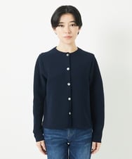 PHSGB42250 GEORGES RECH(小さいサイズ)(メゾン ドゥ サンク)  [アンサンブル対応]ガーター編クルーネックカーディガン ネイビー
