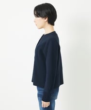 PHSGB42250 GEORGES RECH(小さいサイズ)(メゾン ドゥ サンク)  [アンサンブル対応]ガーター編クルーネックカーディガン ネイビー
