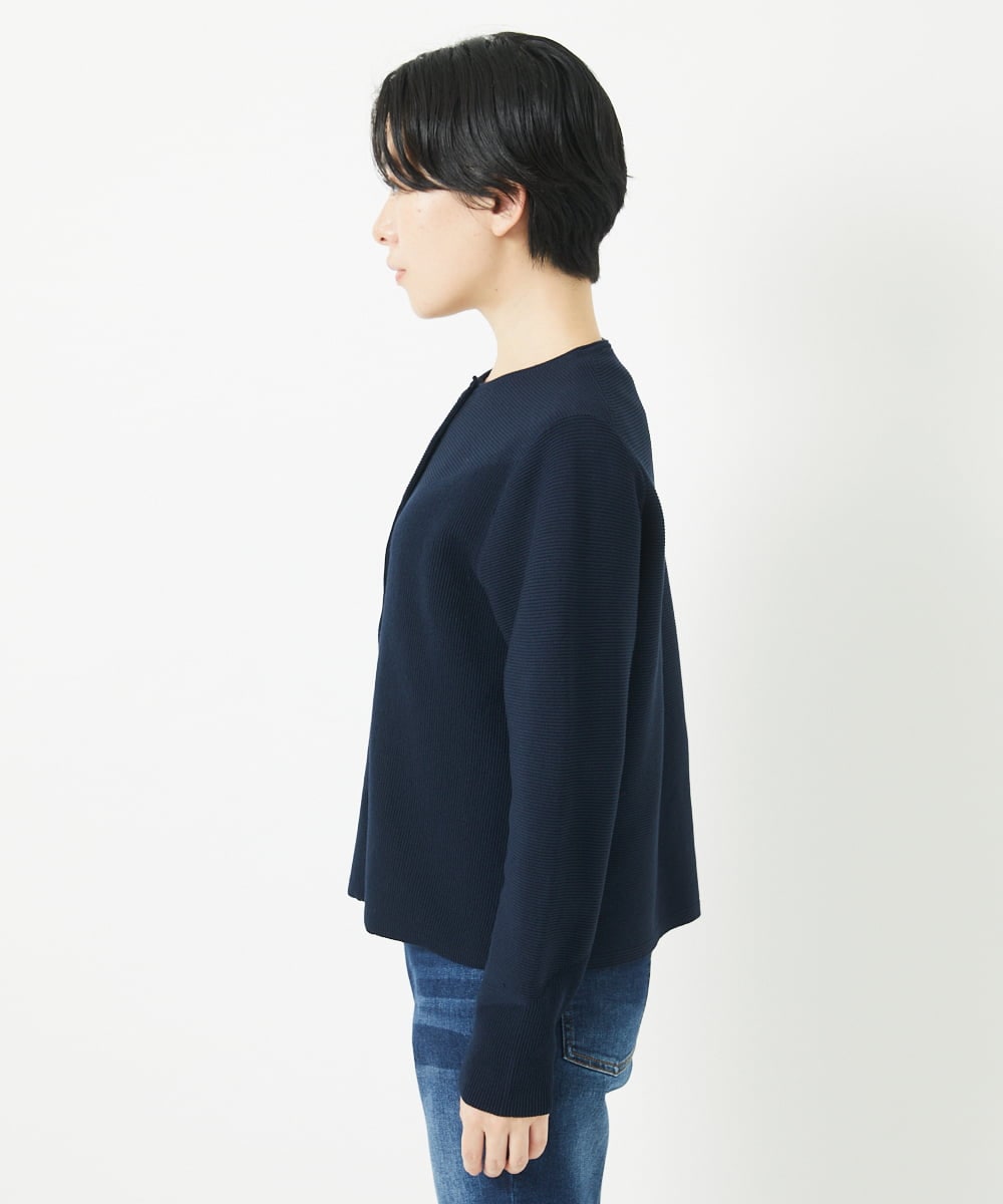 PHSGB42250 GEORGES RECH(小さいサイズ)(メゾン ドゥ サンク)  [アンサンブル対応]ガーター編クルーネックカーディガン ネイビー