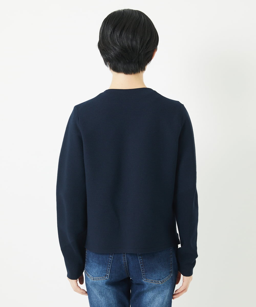 PHSGB42250 GEORGES RECH(小さいサイズ)(メゾン ドゥ サンク)  [アンサンブル対応]ガーター編クルーネックカーディガン ネイビー