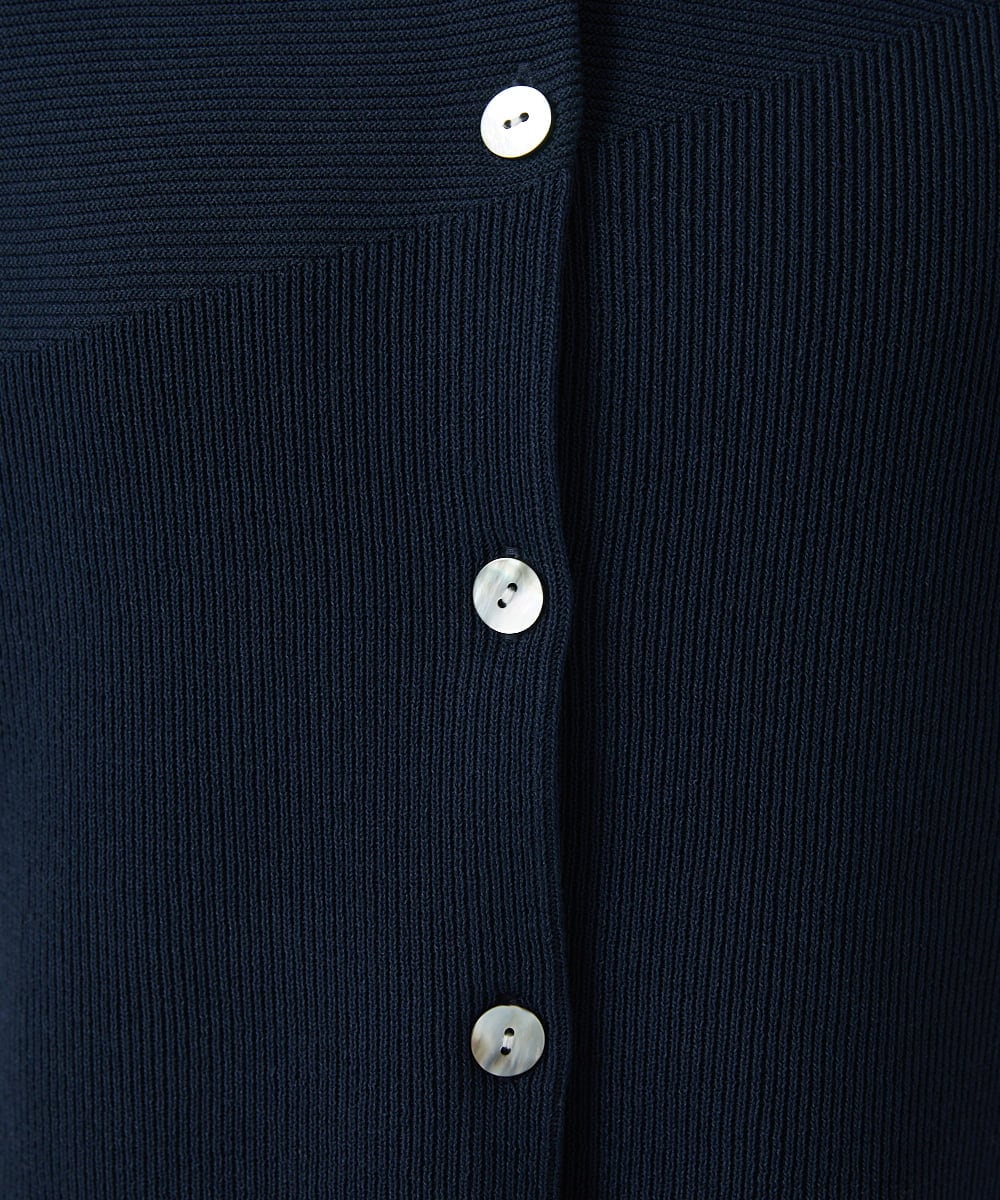 PHSGB42250 GEORGES RECH(小さいサイズ)(メゾン ドゥ サンク)  [アンサンブル対応]ガーター編クルーネックカーディガン ネイビー