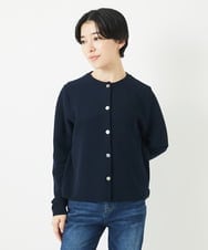 PHSGB42250 GEORGES RECH(小さいサイズ)(メゾン ドゥ サンク)  [アンサンブル対応]ガーター編クルーネックカーディガン ネイビー
