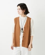 PHSGD23230 GEORGES RECH(小さいサイズ)(メゾン ドゥ サンク)  [日本製]コットンレーヨンニットベスト ブラウン