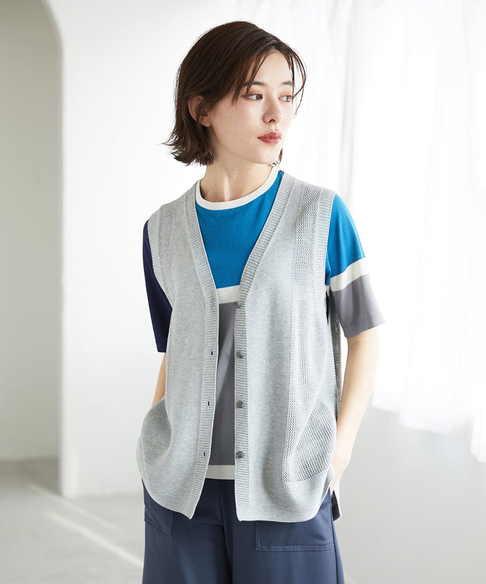 PHSGD23230 GEORGES RECH(小さいサイズ)  [日本製]コットンレーヨンニットベスト