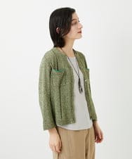 PHSGD36290 GEORGES RECH(小さいサイズ)(メゾン ドゥ サンク) カラーミックスヤーンショートカーディガン グリーン