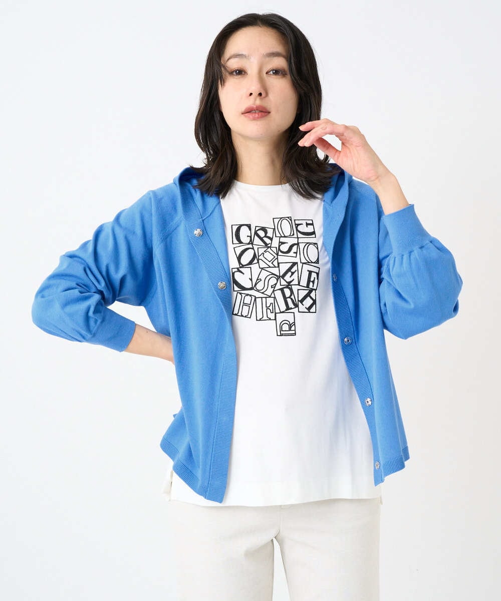 PHSGE43270 GEORGES RECH(小さいサイズ)(メゾン ドゥ サンク) [アンサンブル対応]ニットフードカーディガン ブルー