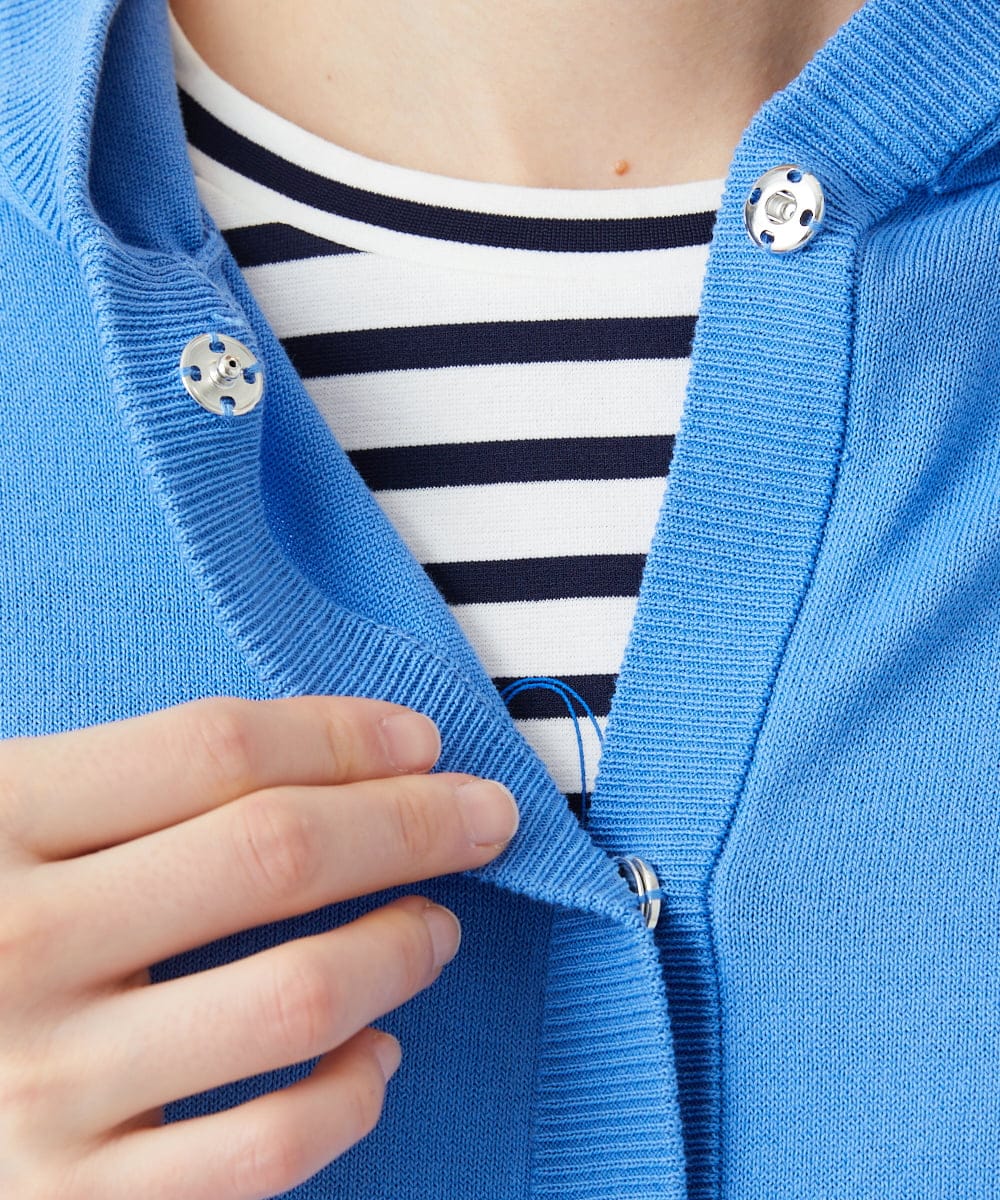 PHSGE43270 GEORGES RECH(小さいサイズ)(メゾン ドゥ サンク) [アンサンブル対応]ニットフードカーディガン ブルー